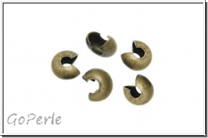 Kaschierperlen, "Crimp Cover", 3mm, glatt, antikmessingfb., Messing, 10 Stk.