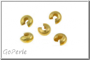 Kaschierperlen, "Crimp Cover", 3mm, glatt, goldfb., Messing, 10 Stk.