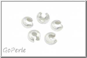 Kaschierperlen, "Crimp Cover", 3mm, glatt, silberfb., Messing, 10 Stk.