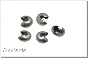 Kaschierperlen, "Crimp Cover", 3mm, glatt, hematitefb., Messing, 10 Stk.