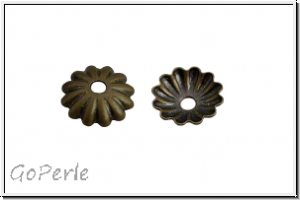 Perlenkappe "Gerillt", 6x1,4mm, antikmessingfb., Messing, 20 Stk.