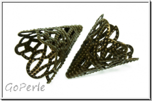 Perlenkappe (-cone) "Zuckert�te", 17x20mm, antikmessingfb., Messing (stamping), 2 Stk.