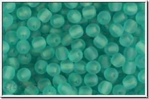b�hm. Glasperle, rund, 4mm, turquoise, dk., trans., matte, 50 Stk.