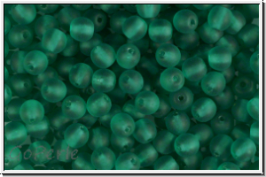 b�hm. Glasperle, rund, 4mm, emerald, trans., matte, 50 Stk.