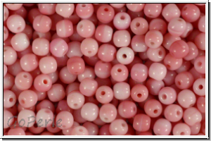 b�hm. Glasperle, rund, 4mm, rose, lt., op., marbled, 50 Stk.