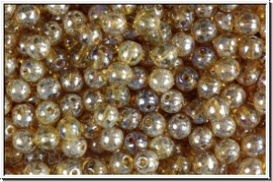 b�hm. Glasperle, rund, 4mm, topaz, lt., trans., silver picasso, 50 Stk.