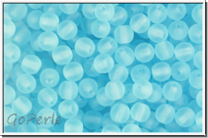 b�hm. Glasperle, rund, 4mm, aqua, trans., matte, 50 Stk.