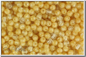 b�hm. Glasperle, rund, 3mm, crystal/beige op., 50 Stk.