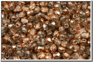 B�hm. Glasschliffperle, feuerpol., 3mm, crystal, trans., half capri gold, 50 Stk.