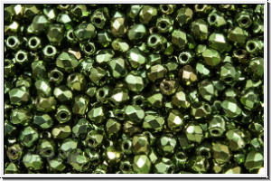 B�hm. Glasschliffperle, feuerpol., 3mm, green, met., 50 Stk.