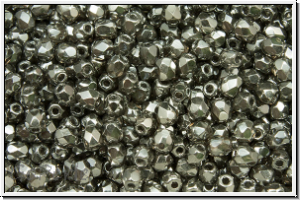 B�hm. Glasschliffperle, feuerpol., 3mm, crystal, trans., full chrome, 50 Stk.