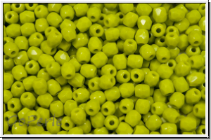 B�hm. Glasschliffperle, feuerpol., 3mm, olivine, lt., op., 50 Stk.