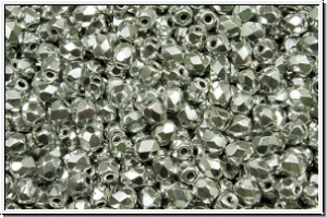 B�hm. Glasschliffperle, feuerpol., 2mm, crystal, trans., full silver, 50 Stk.