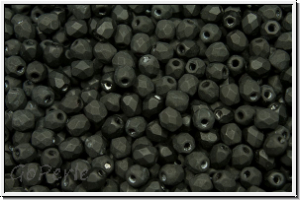 B�hm. Glasschliffperle, feuerpol., 3mm, black, op., matte, 50 Stk.