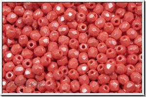 B�hm. Glasschliffperle, feuerpol., 3mm, salmon, op., luster, 50 Stk.