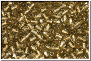 B�hm. Glasschliffperle, feuerpol., 3mm, grey, dk., trans., bronze-ld., 50 Stk.
