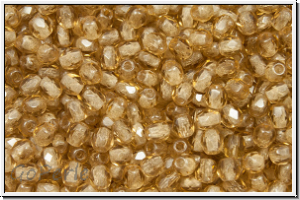 B�hm. Glasschliffperle, feuerpol., 3mm, topaz, lt. sm., trans., 50 Stk.