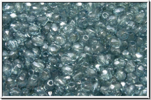 B�hm. Glasschliffperle, feuerpol., 3mm, crystal, trans., montana luster, 50 Stk.