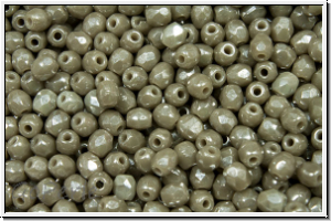 B�hm. Glasschliffperle, feuerpol., 3mm, anthrazit, op., luster, 50 Stk.