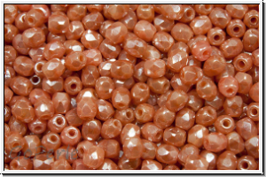 B�hm. Glasschliffperle, feuerpol., 3mm, pink, coral, op., luster, 50 Stk.