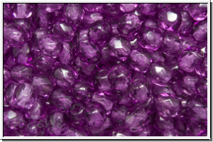 B�hm. Glasschliffperle, feuerpol., 4mm, crystal, trans., grape coating, 50 Stk.