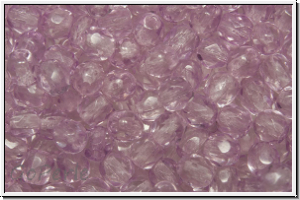 B�hm. Glasschliffperle, feuerpol., 4mm, crystal, trans., lt. lavender coating, 50 Stk.