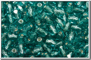 B�hm. Glasschliffperle, feuerpol., 4mm, blue, carribean, lt., trans., silver-ld., 50 Stk.
