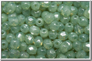 B�hm. Glasschliffperle, feuerpol., 4mm, white, opal, seafoam luster, 50 Stk.