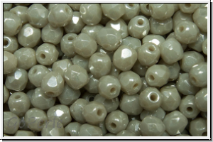 B�hm. Glasschliffperle, feuerpol., 4mm, grey, op., luster, 50 Stk.