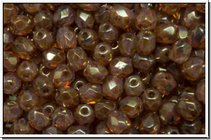 B�hm. Glasschliffperle, feuerpol., 4mm, white, opal, rose gold luster, 50 Stk.