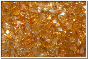B�hm. Glasschliffperle, feuerpol., 4mm, crystal, trans., half copper luster, 50 Stk.