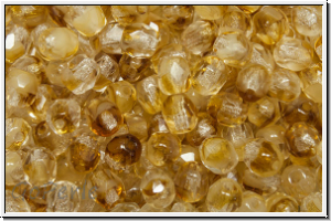 B�hm. Glasschliffperle, feuerpol., 4mm, crystal, trans., picasso, 50 Stk.