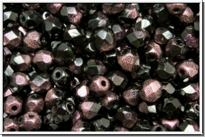 B�hm. Glasschliffperle, feuerpol., 4mm, black, op., half wax wine, 50 Stk.