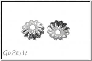 Perlenkappe "Gerillt", 6x1,4mm, platinfb., Messing, 20 Stk.