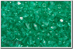 B�hm. Glasschliffperle, feuerpol., 4mm, teal, lt., trans., 50 Stk.