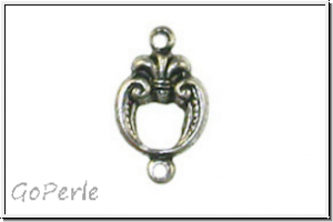Verbinder "Small Fleur, 2-Ring" TRINITY BRASS, 9x15mm, antikversilbert, Messing, 1 Stk.