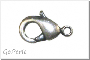 Karabiner "large", TRINTY BRASS, 15mm, antikversilbert, Messing, 1 Stk.