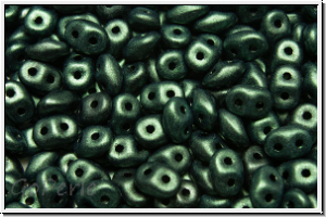 SD-23980-79052, SuperDuo Beads, green, dk., met., suede, 10g