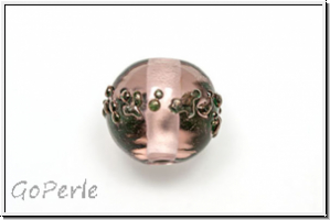 b�hm. Lampenperle, Kugel, 10mm, lt. amethyst, bronzefarbene Sprenkel, 1 Stk.