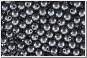 b�hm. Glasperle, rund, 4mm, hematite, met., 50 Stk.