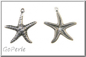 Anh�nger "Starfish" TRINITY BRASS, 12x23mm, antikversilbert, Messing, 1 Stk.