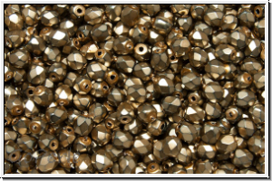 B�hm. Glasschliffperle, feuerpol., 3mm, black, op., heavy metal lt. bronze, 50 Stk.