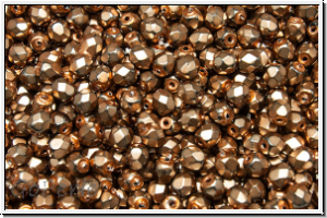 B�hm. Glasschliffperle, feuerpol., 3mm, black, op., heavy metal beige, 50 Stk.