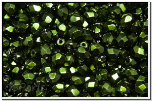 B�hm. Glasschliffperle, feuerpol., 4mm, black, op., heavy metal, hunter green, 50 Stk.