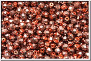 B�hm. Glasschliffperle, feuerpol., 3mm, black, op., heavy metal salmon, 50 Stk.