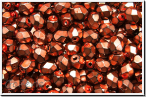 B�hm. Glasschliffperle, feuerpol., 4mm, black, op., heavy metal salmon, 50 Stk.