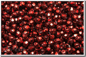 B�hm. Glasschliffperle, feuerpol., 3mm, black, op., heavy metal red, 50 Stk.