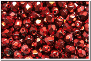 B�hm. Glasschliffperle, feuerpol., 4mm, black, op., heavy metal red, 50 Stk.