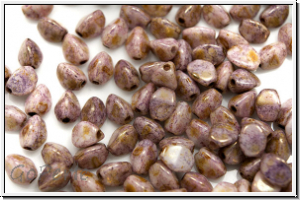 PB-03000-15695, Pinch Beads, 5x3mm, white, op., lila gold luster, 65 Stk.