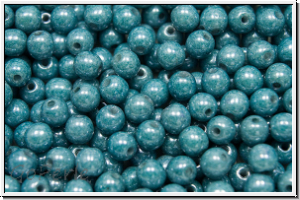 b�hm. Glasperle, rund, 4mm, white, op., blue/grey marbled, 50 Stk.